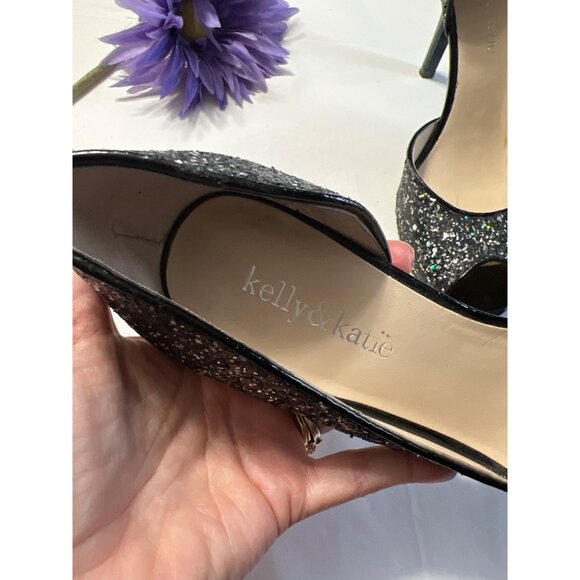 Kelly & Katie Jubilee2 Glitter Peep Toe Heels Size 7.5 - Picture 4 of 11